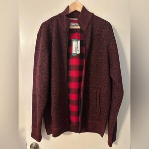 Men's NWT Burgundy Full Zip-Up Sweater